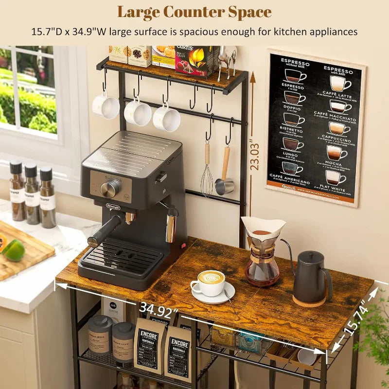 Adjustable Kitchen Shelves with Storage Microwave Stand Baker's Rack