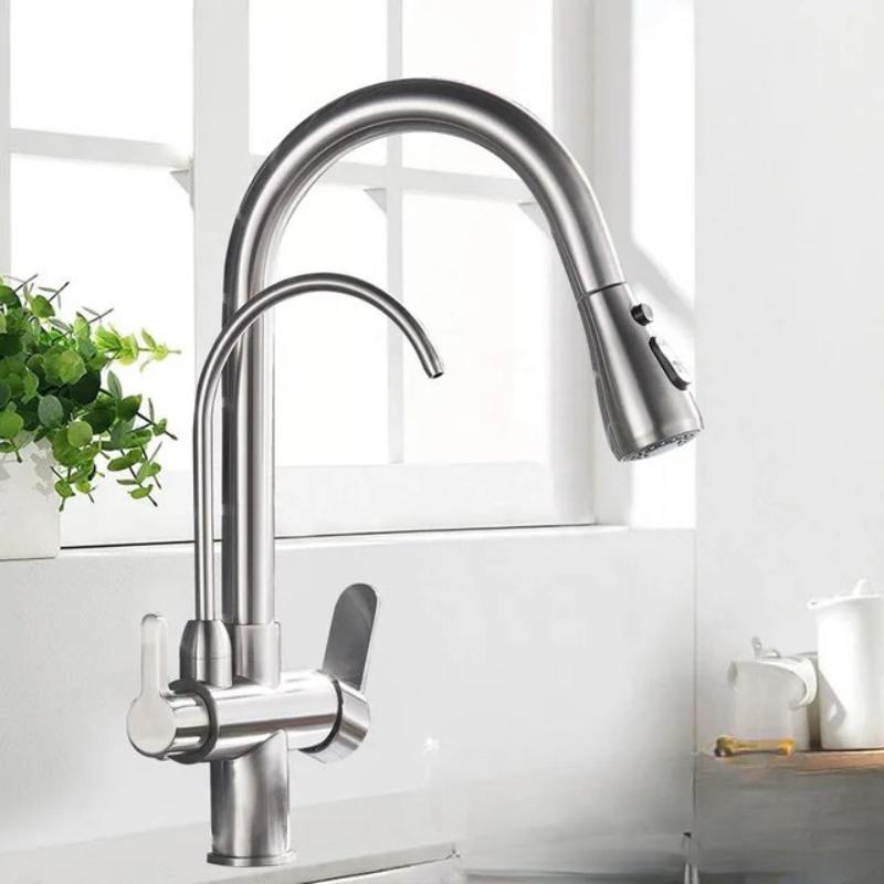 Antique Bronze Faucet Kitchen Pull Out Sink Faucet 360 Rotate Tap