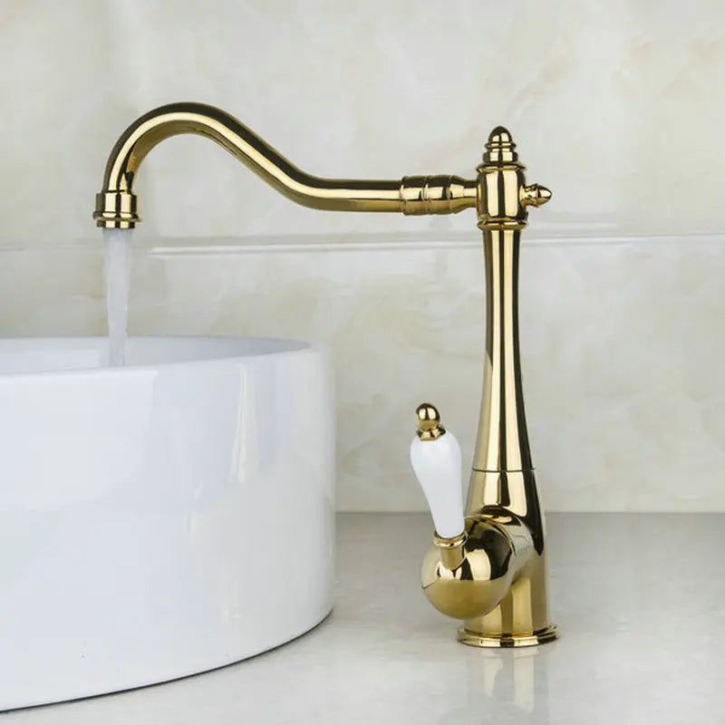 Antique Swivel Brass Finish Sink Tap Kitchen Sink Faucet Mixer Tap