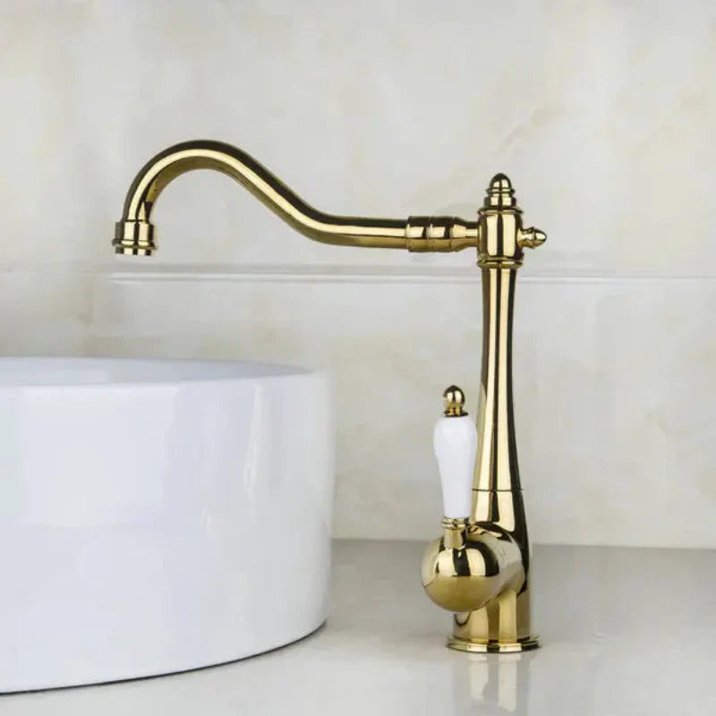 Antique Swivel Brass Finish Sink Tap Kitchen Sink Faucet Mixer Tap