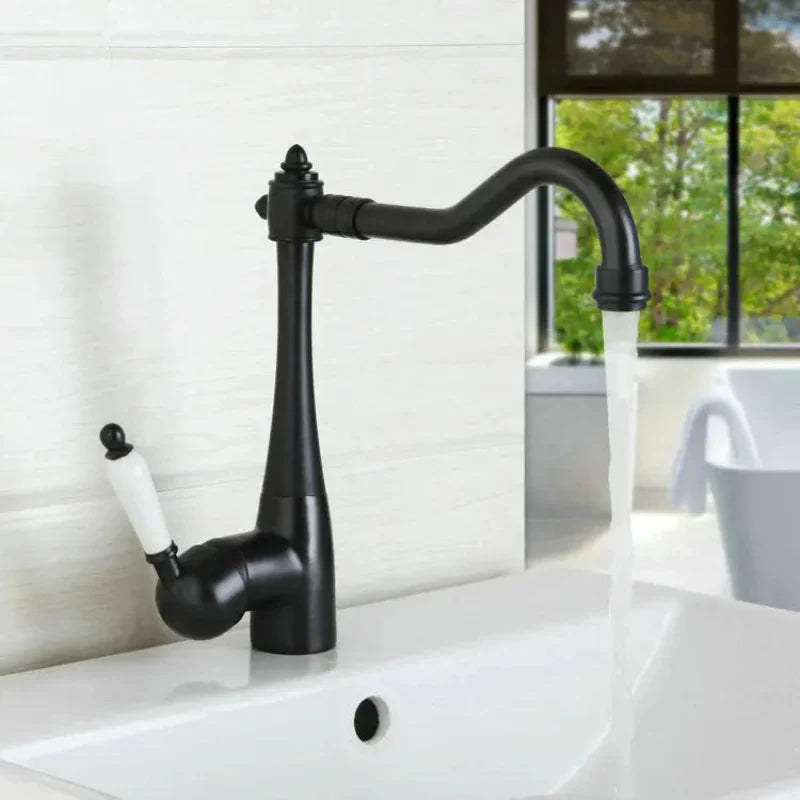 Antique Swivel Brass Finish Sink Tap Kitchen Sink Faucet Mixer Tap