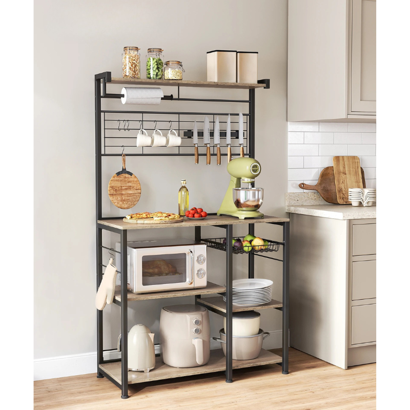 Bakers Rack with Magnetic Knife Holder Kitchen Organizers and Storage