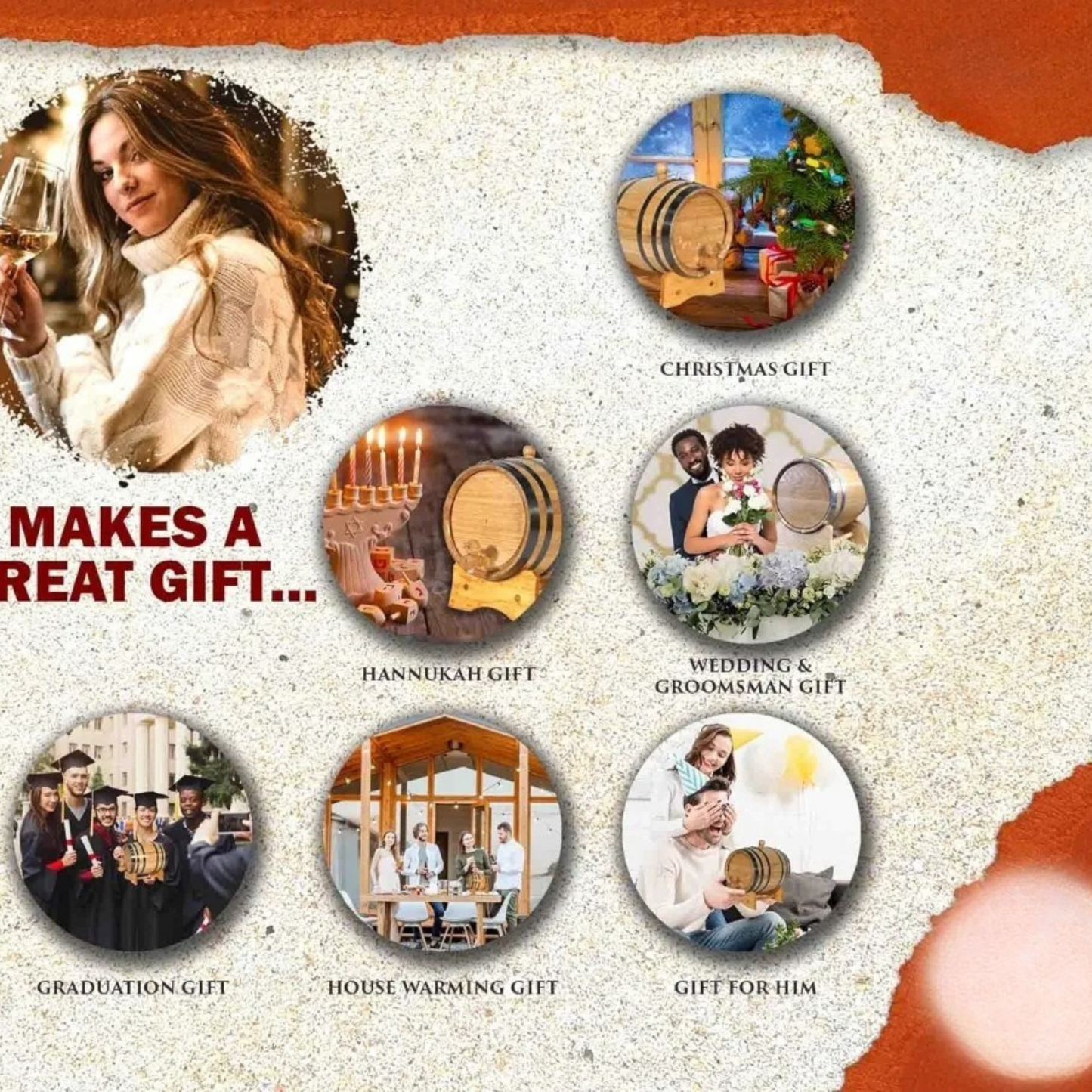 Black Steel Hoop Oak Aging Wine Barrel with Stand Bung and Spigot