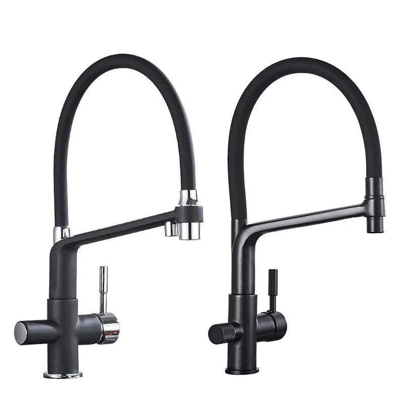 Black White Filtered Kitchen Faucets Pull Out 360 Rotation Mixer Tap