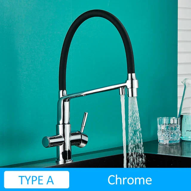 Black White Filtered Kitchen Faucets Pull Out 360 Rotation Mixer Tap