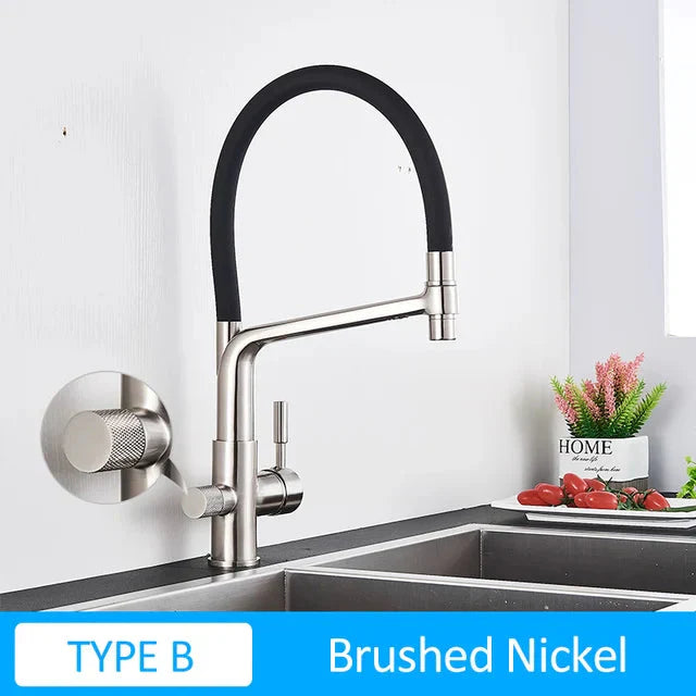 Black White Filtered Kitchen Faucets Pull Out 360 Rotation Mixer Tap