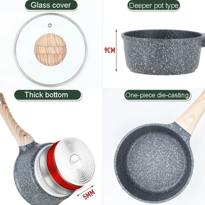 Cast Iron Non stick Cooking Frying Pan and Pot Kitchen Cookware