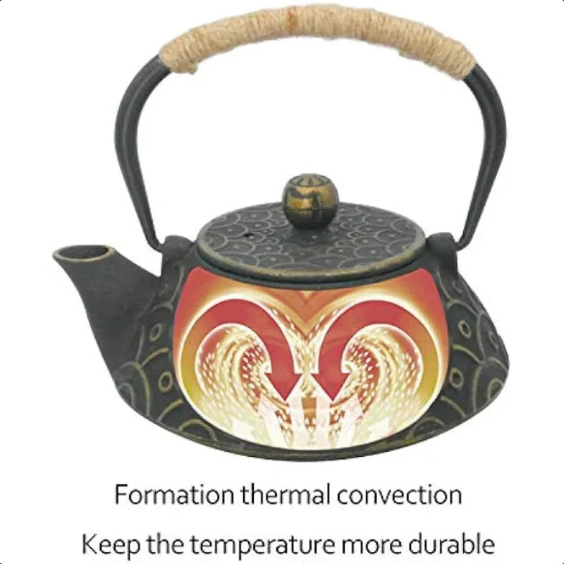 Cast Iron Teapot with Stainless Steel Infuser Loose Leaf Tea Kettle