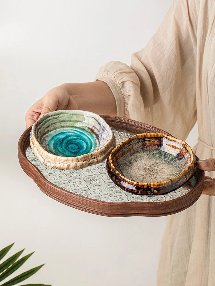 Ceramic Ice Cracked Glaze Molecular Cuisine Tableware Dessert Platter