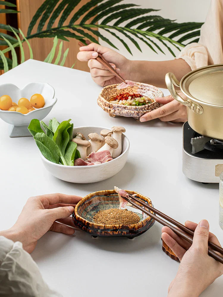 Ceramic Ice Cracked Glaze Molecular Cuisine Tableware Dessert Platter