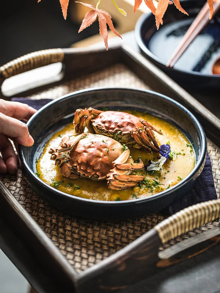 Ceramic Round Deep Dish Tableware Western Steak Meal Flat Plate