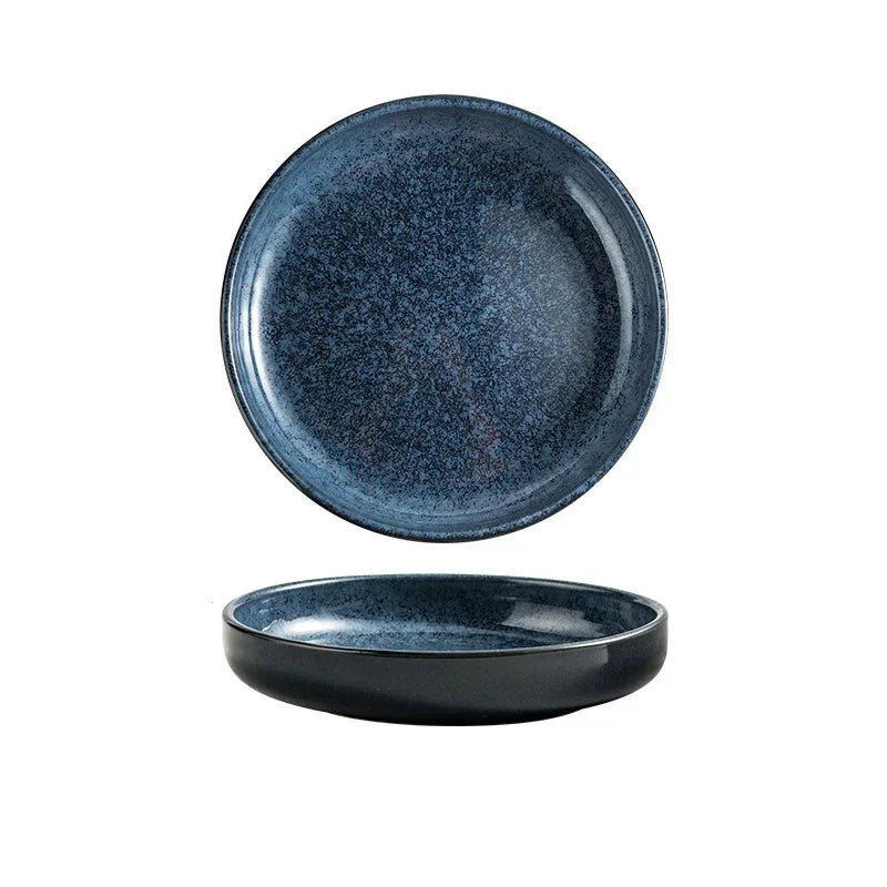 Ceramic Round Deep Dish Tableware Western Steak Meal Flat Plate