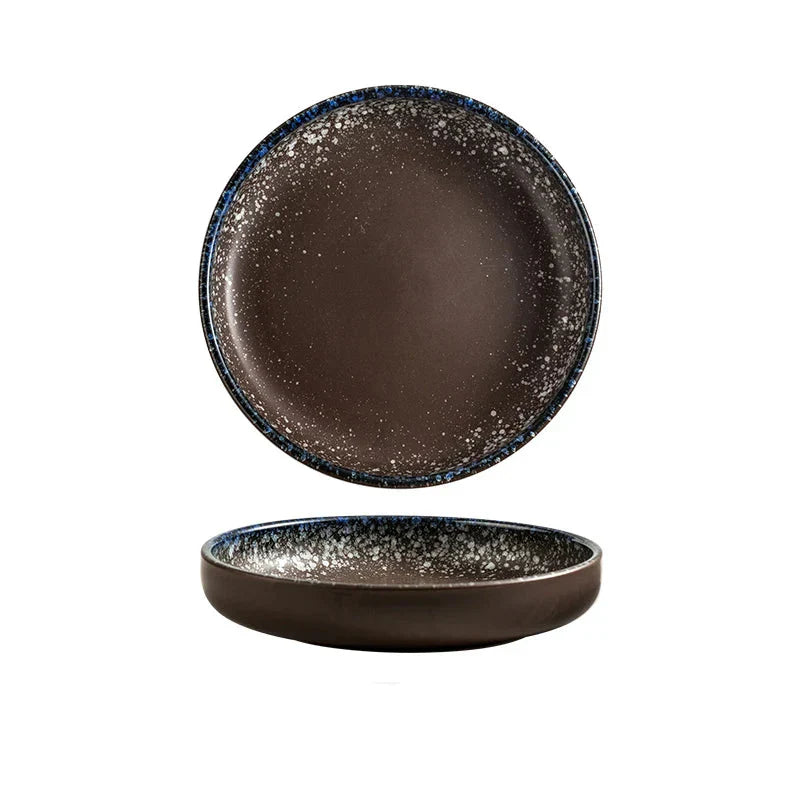 Ceramic Round Deep Dish Tableware Western Steak Meal Flat Plate