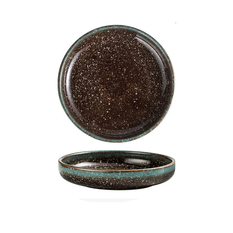 Ceramic Round Deep Dish Tableware Western Steak Meal Flat Plate