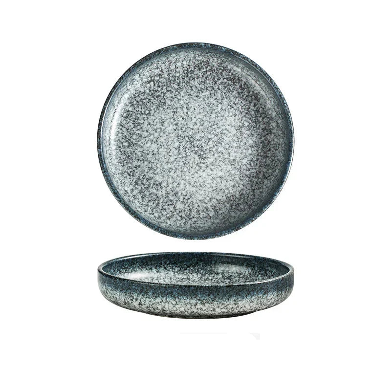 Ceramic Round Deep Dish Tableware Western Steak Meal Flat Plate