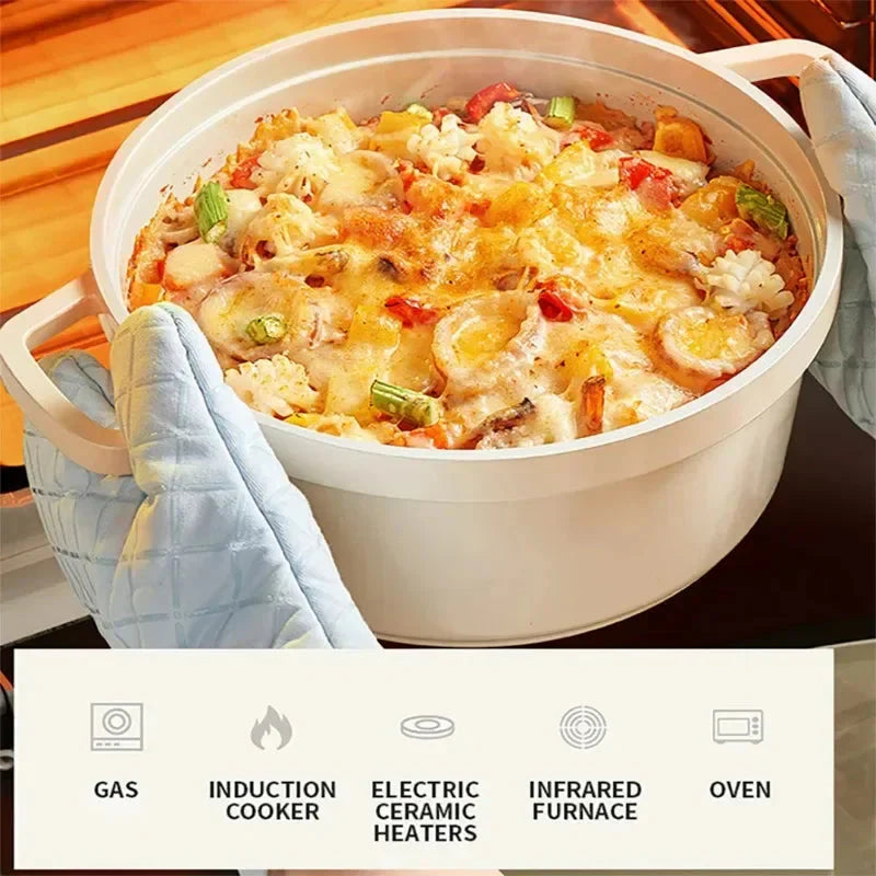 Ceramic Stock Pot Seafood Pot Casserole with Glass Lid Cookware