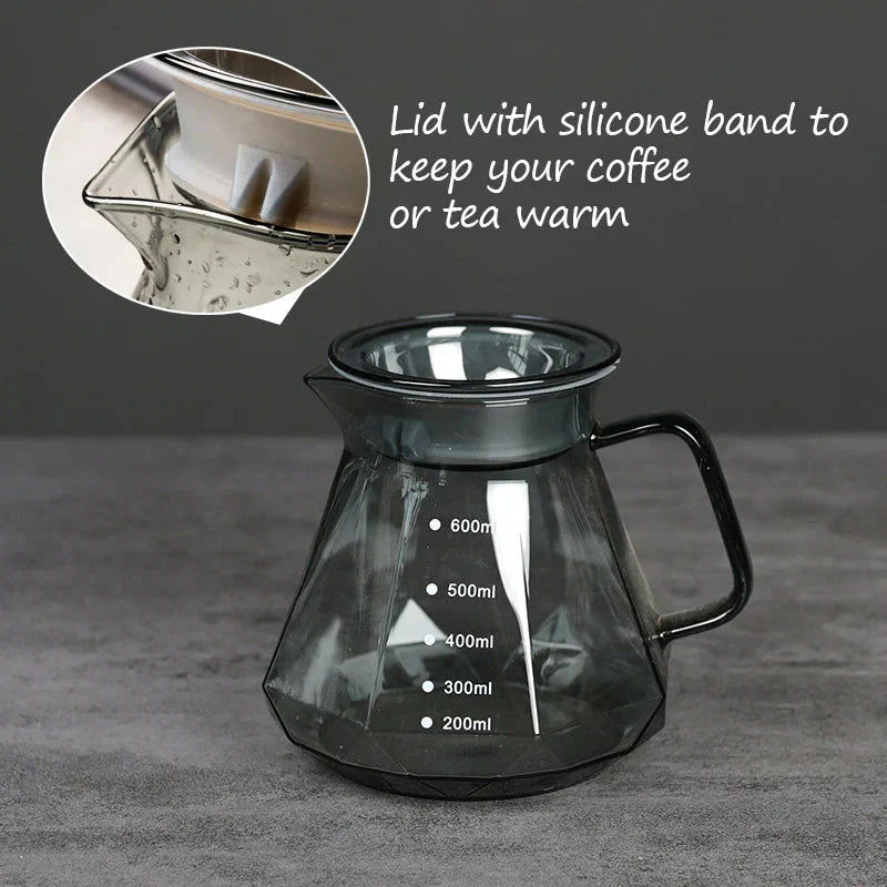 Clear Glass Range Coffee Server For Pour Over Coffee and Tea Pot