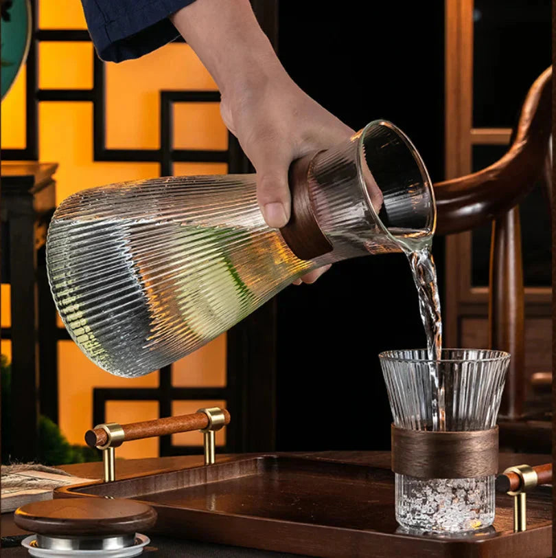 Cold Glass Water Jug Transparent Heat Resistant Water Pot With cover