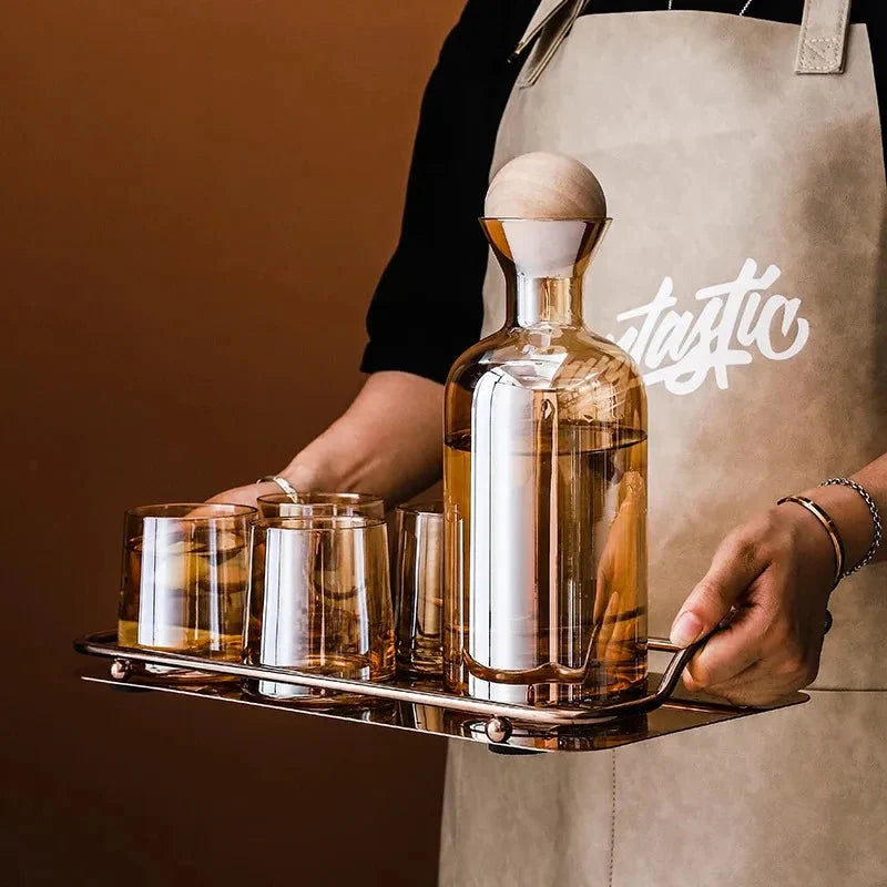 Colorful Glass Water Jug Cup Set Juice Cold Water Bottle Cups Set