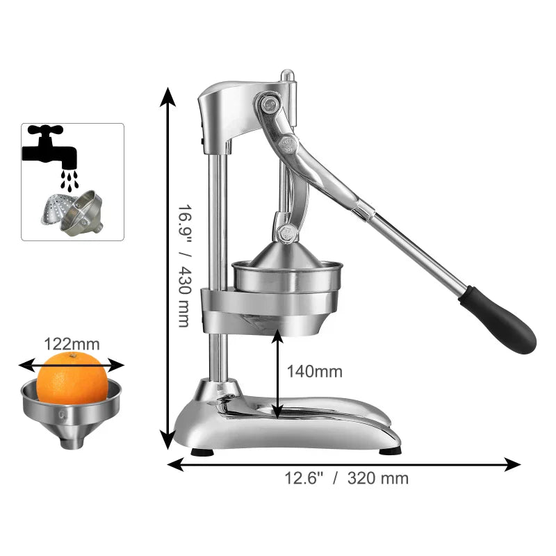 Commercial Citrus Juice Press Stainless Steel Manual Citrus Juicer