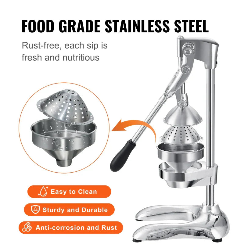 Commercial Citrus Juice Press Stainless Steel Manual Citrus Juicer