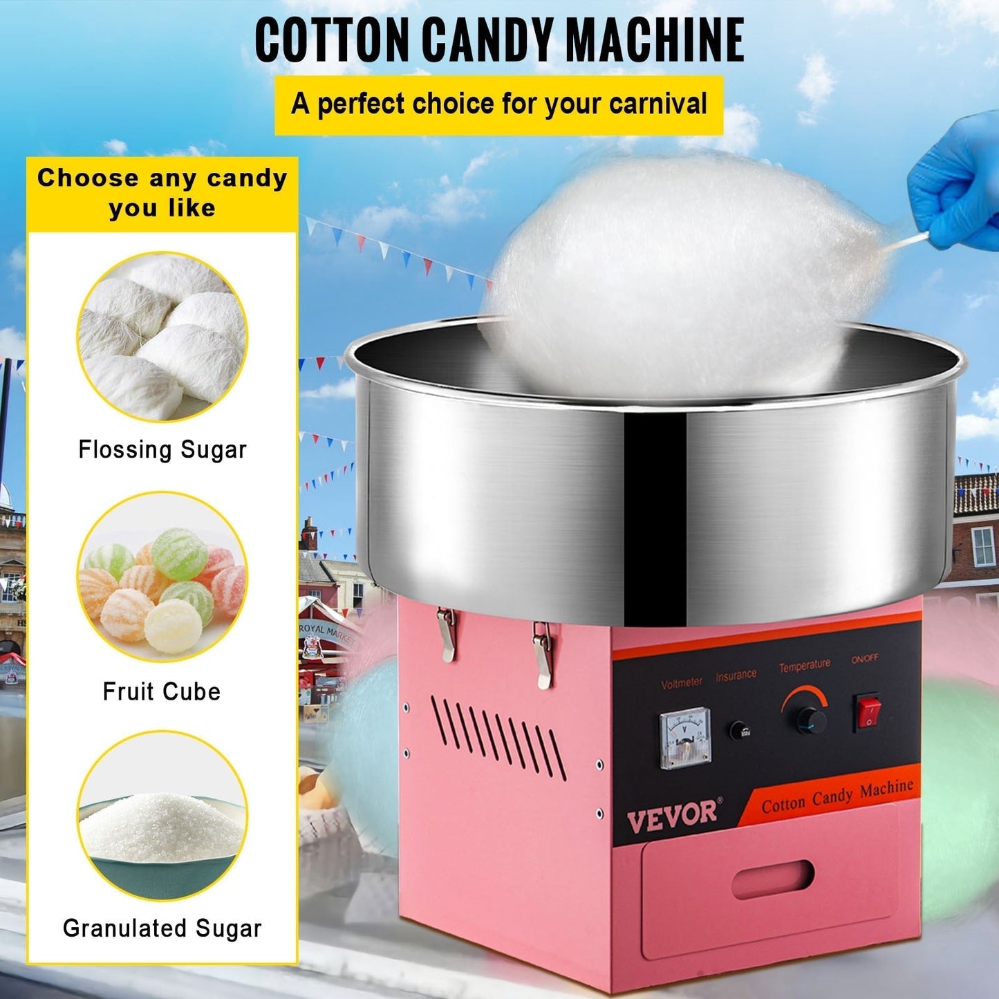 Commercial Cotton Candy Machine Electric Sugar Candy Floss Maker