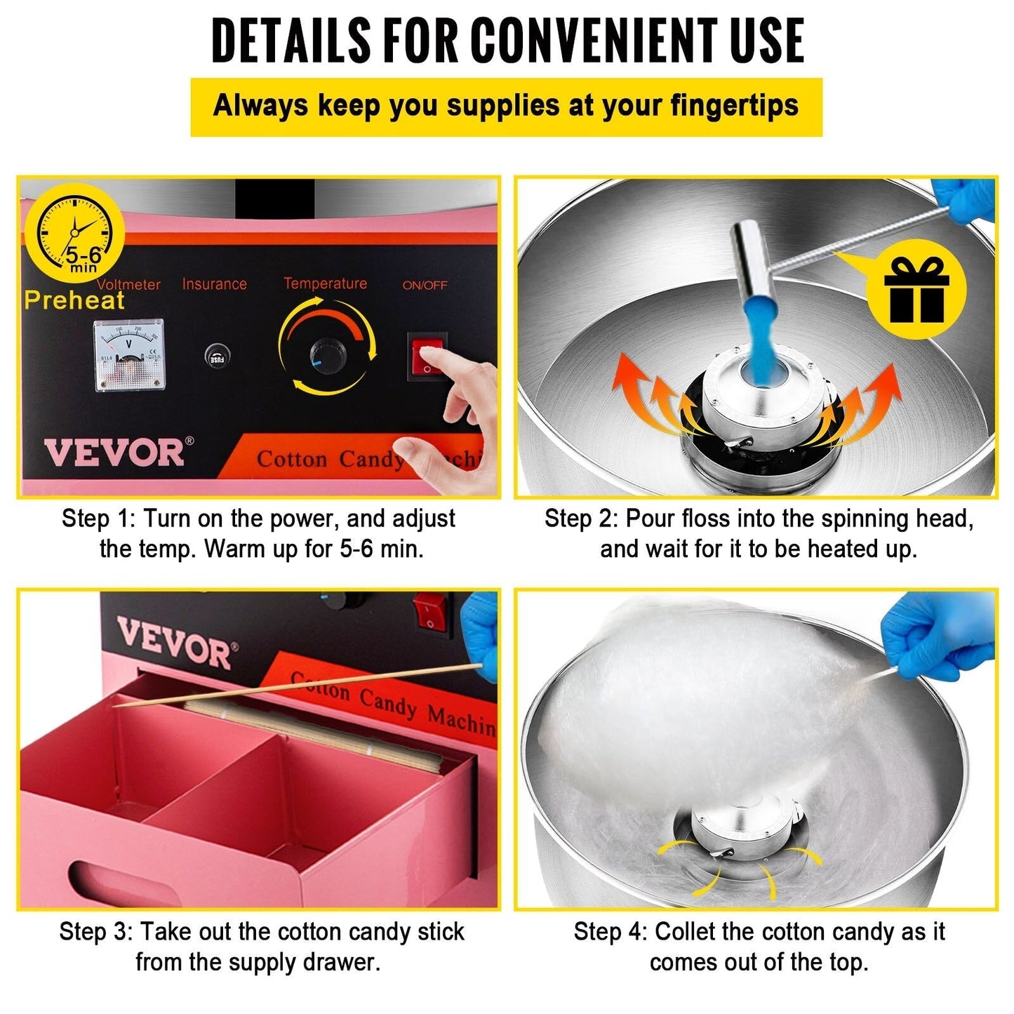 Commercial Cotton Candy Machine Electric Sugar Candy Floss Maker