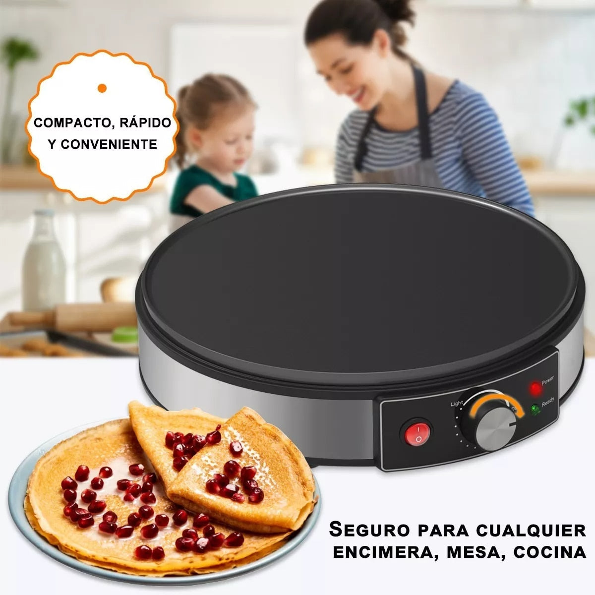Commercial Electric Crepe Maker Machine with Non-stick Griddle