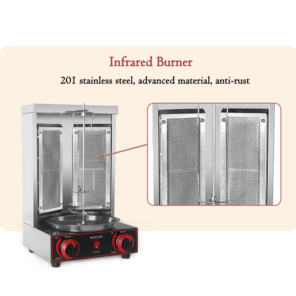 Commercial Gas Doner Kebab Vertical Automatic Rotating BBQ Grill