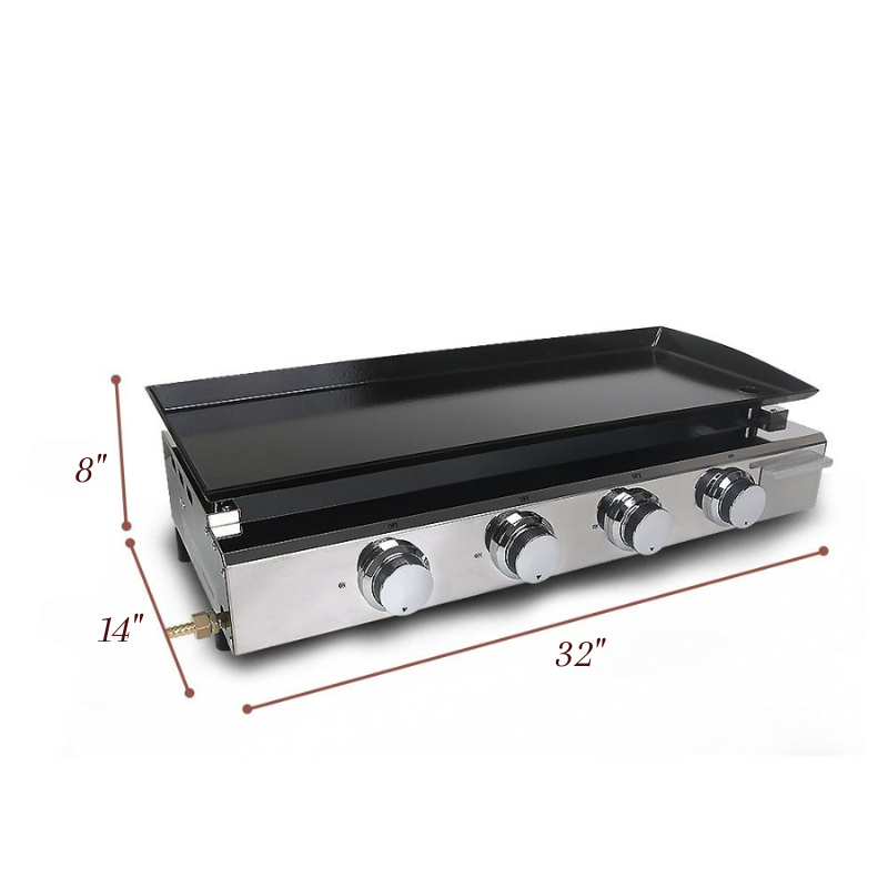 Commercial Griddle LPG 4 Burners Wide Cooking Outdoor BBQ Grill