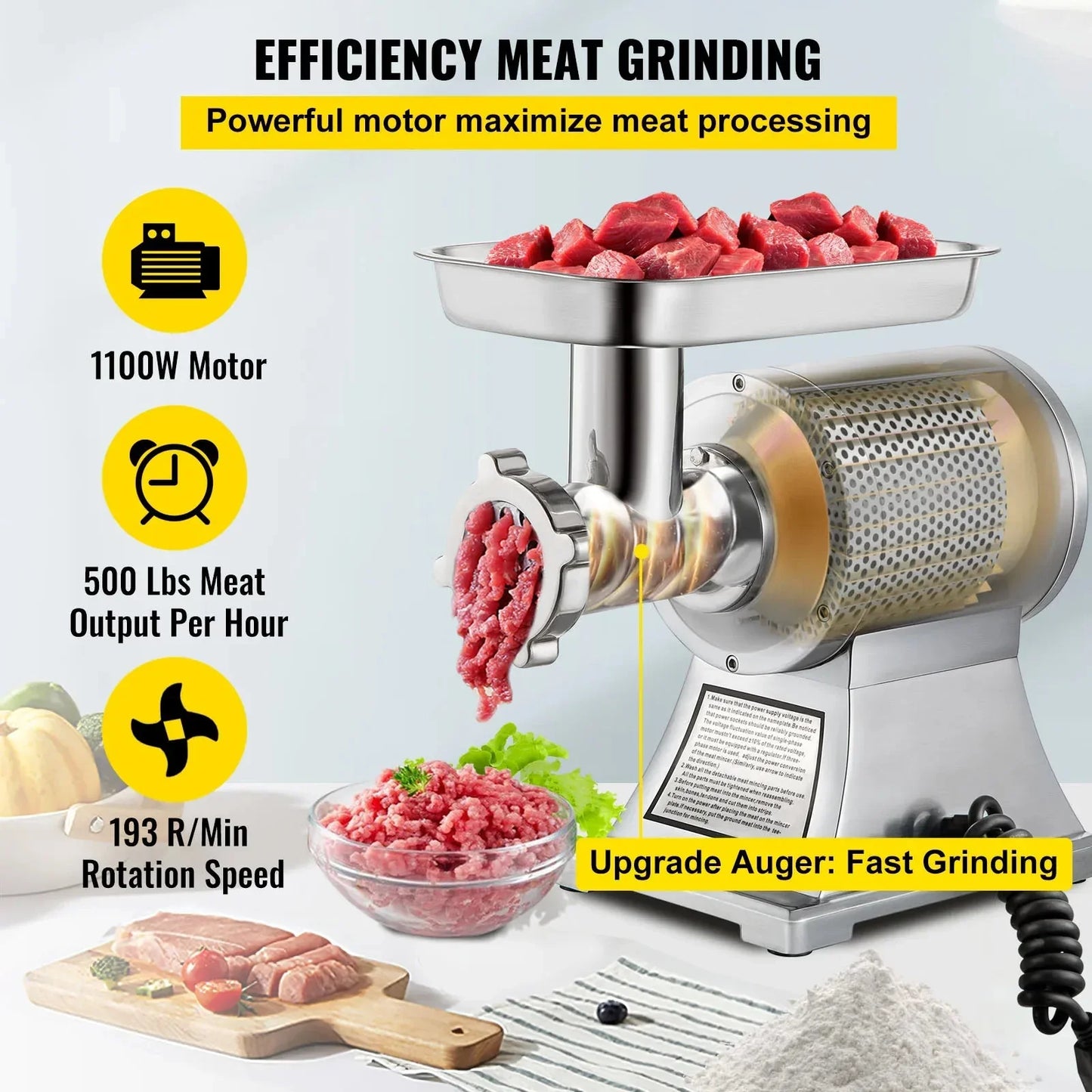 Commercial Grinder Machine Electric Meat Mincer Heavy Duty Chopper