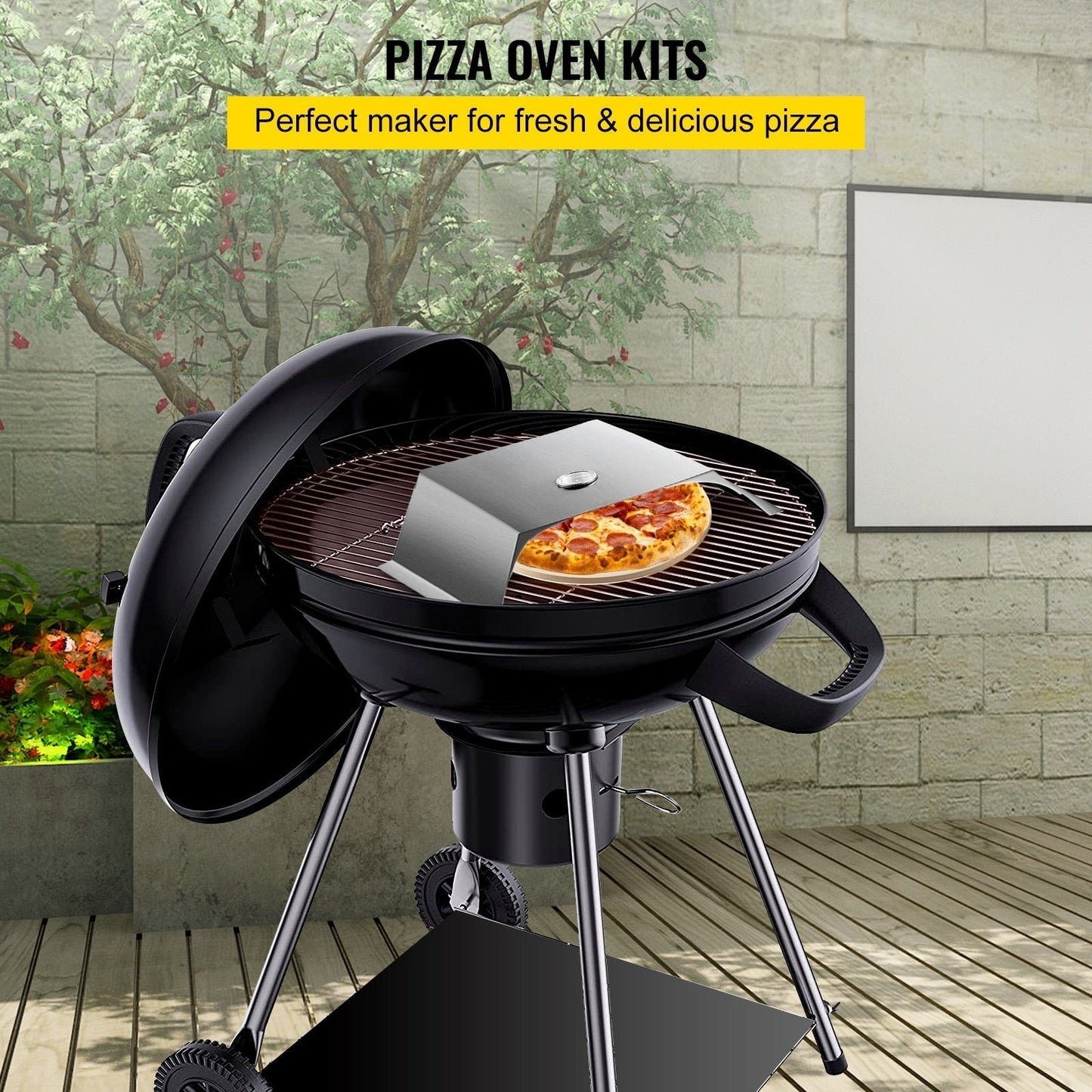 Commercial Stainless Steel Pizza Stone Kit Fit for Most Grills
