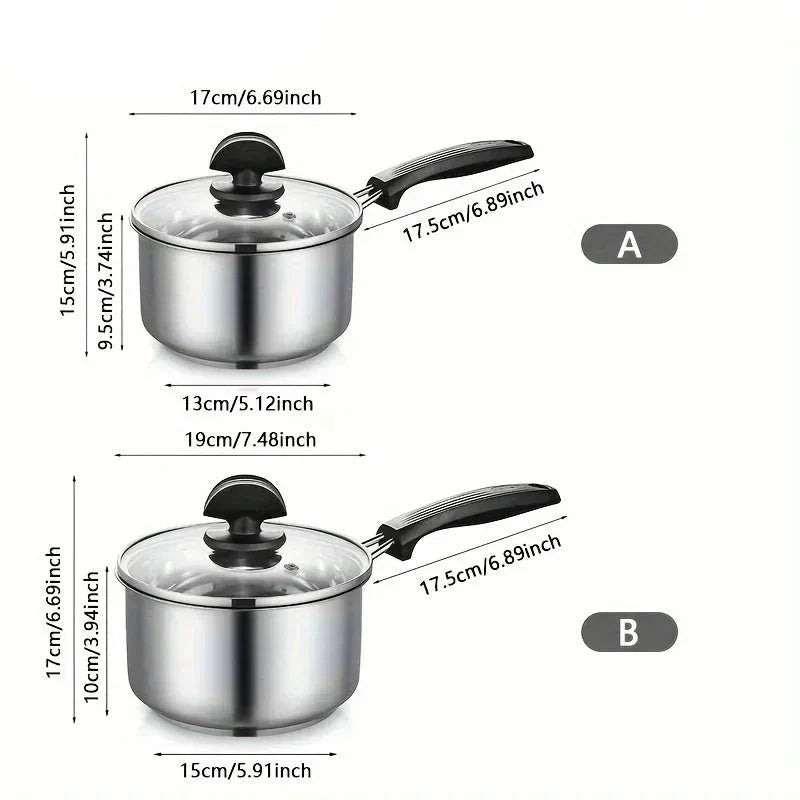 Cooking Pot Saucepan Frying Pan With Thick Bottom With Glass Lid