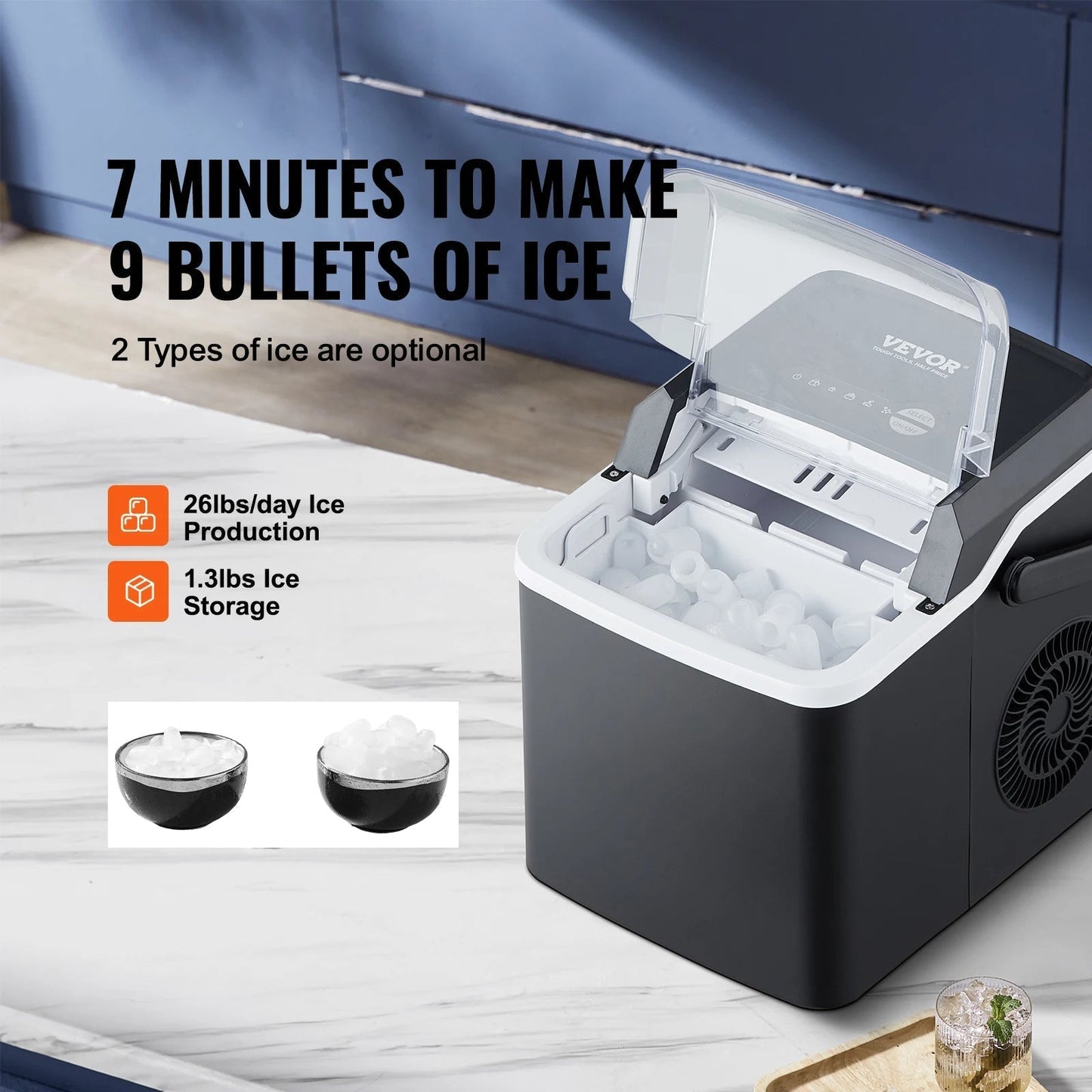 Countertop Ice Maker Portable Ice Maker with Ice Scoop and Basket
