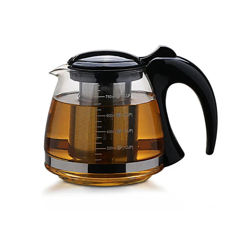 Creative Design Glass Teapot for Tea Flower with Removable Steel Filter