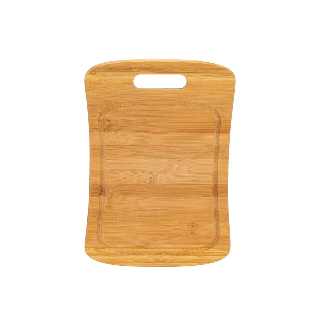 Curved Bamboo Cutting Board Ultra Thick Reversible with Handle Drip