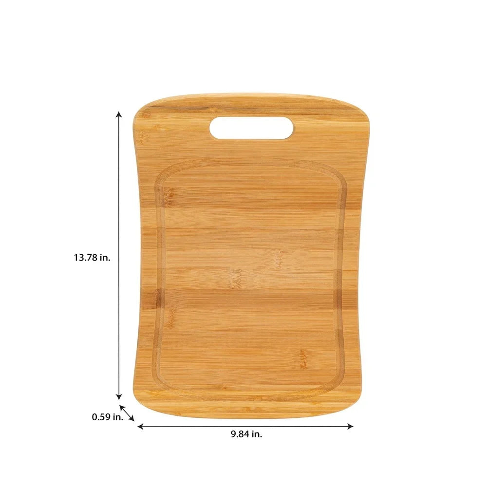 Curved Bamboo Cutting Board Ultra Thick Reversible with Handle Drip