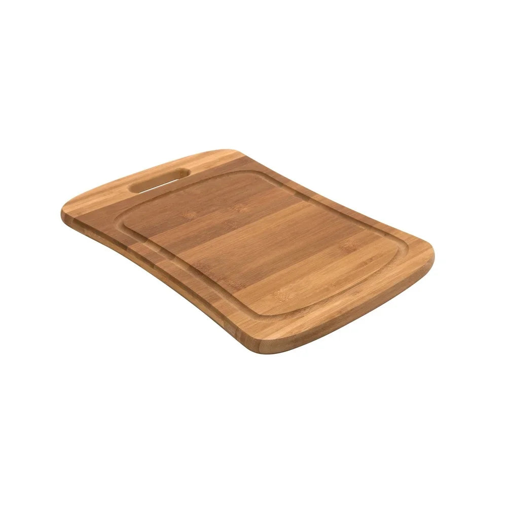 Curved Bamboo Cutting Board Ultra Thick Reversible with Handle Drip