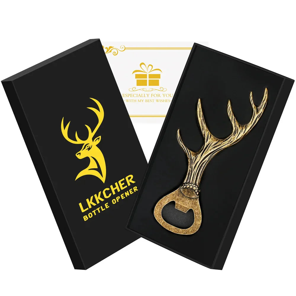 Deer Horn Shaped Beer Bottle Opener Set Box Unique Bottle Openers