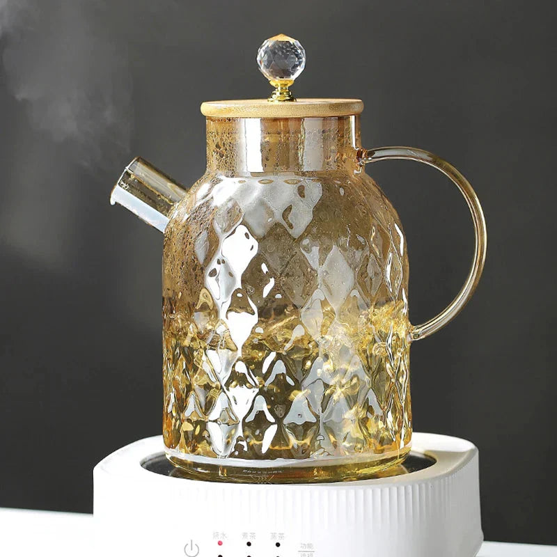 Diamond Texture Surface Glass Kettle Heat-resistant Thicken Glass