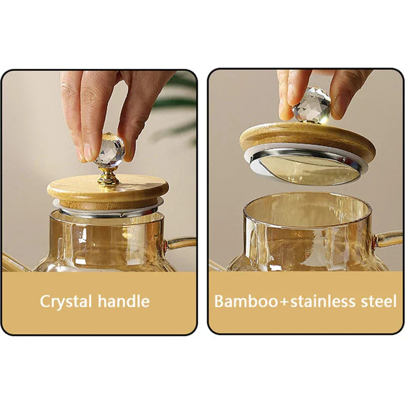 Diamond Texture Surface Glass Kettle Heat-resistant Thicken Glass