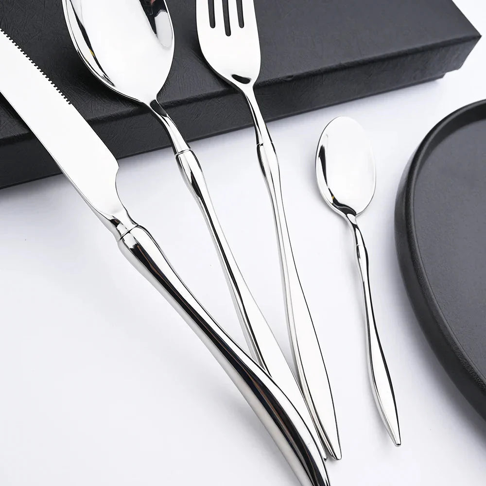 Dinnerware Vintage Cutlery Set Stainless Steel Mirror Silverware Set
