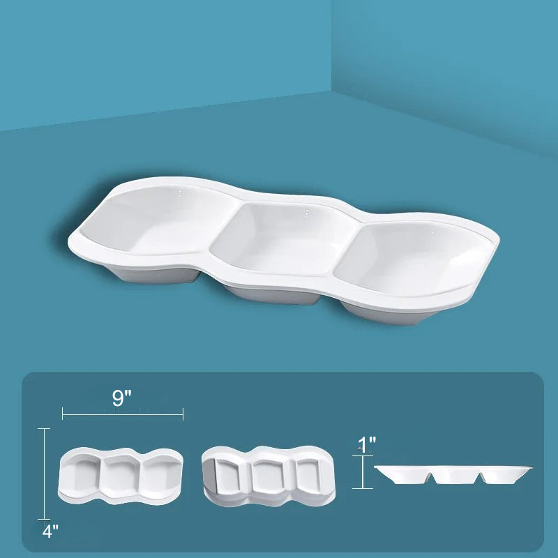 Dipping Saucer Multi-grid Dish Plate Kitchen Dressing Dishes