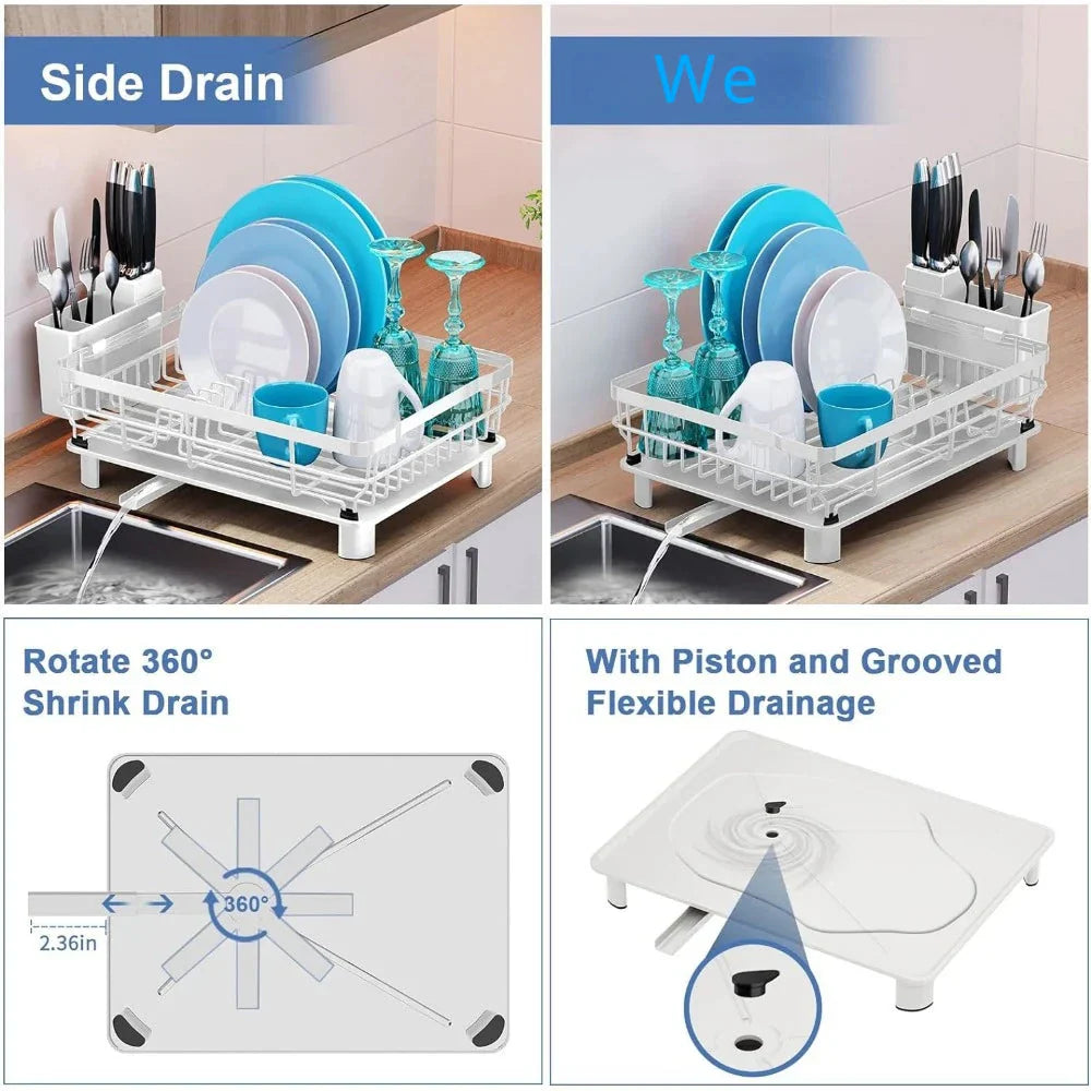 Dish Rack Dish Drying for Kitchen Counter Dish Drainer with Drainboard