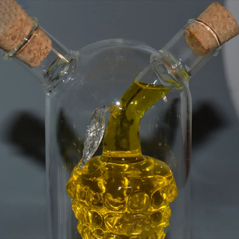 Double Glass Seasoning Bottle Condiment Bottles Oiler Kitchen Supply