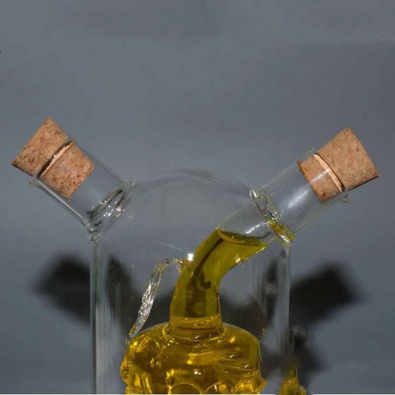 Double Glass Seasoning Bottle Condiment Bottles Oiler Kitchen Supply