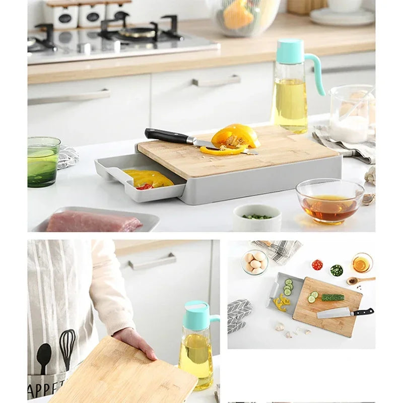 Double-sided Cutting Board Detachable Drawer Wooden Chopping Block