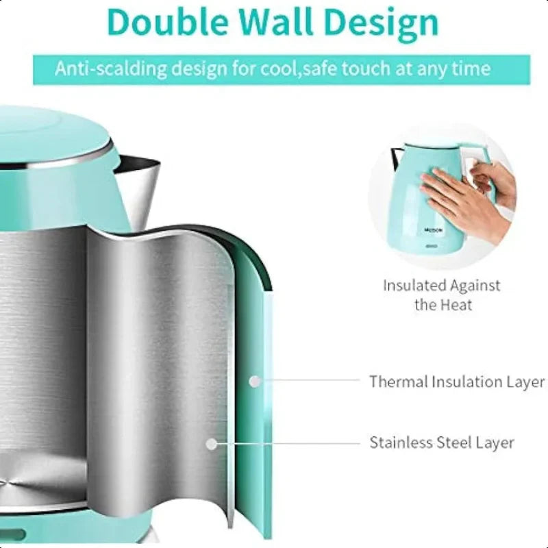 Double Wall Water Boiler Heater Stainless Steel Cool Touch Tea Kettle