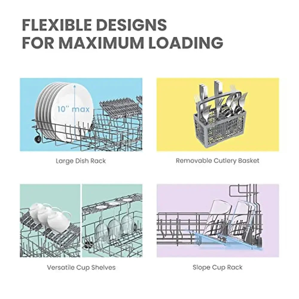 ECO Glass Speed Powerful Cleaning 8 Wash Programs Portable Dishwasher