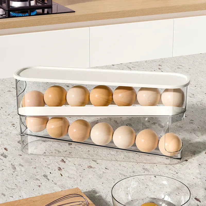 Egg Storage Box Automatic Scrolling Egg Holder Egg Storage Rack